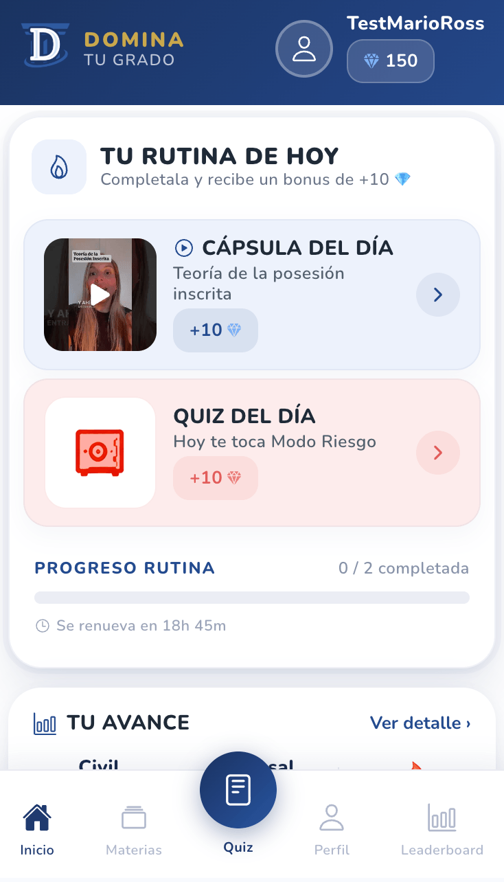 Pantalla de inicio de App Quiz